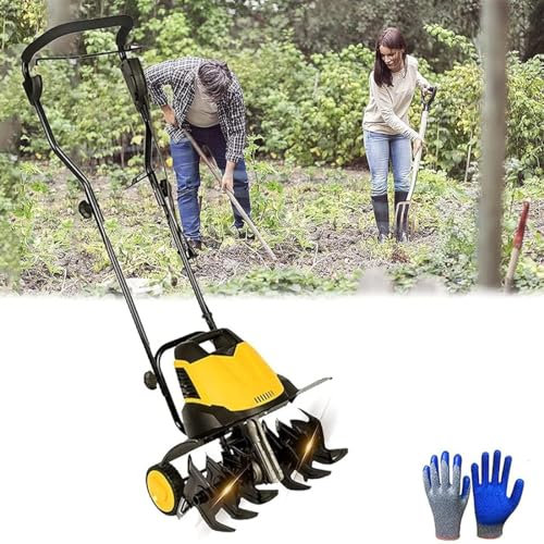 JODAIS Motozappa, Motozappa elettrica, 6 Lame, profondità di Lavorazione 22 cm, Larghezza aratro 45 cm, Motozappa rotativa Pieghevole, Motozappa Portatile per Prato, orto