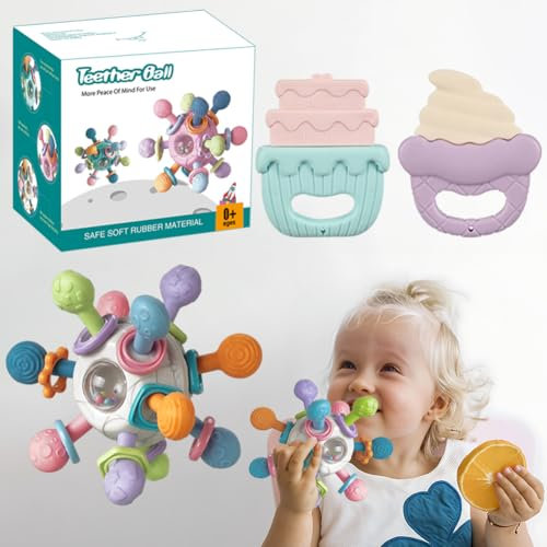 Grab Ball Baby Spielzeug, Sensorischer Beißring Spielzeug, Silikon Beißring Motorik,Früherziehungs