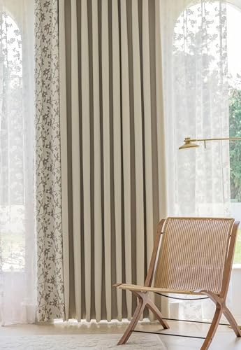 Gardine Schlafzimmer Lang, Apricot Blätter Patchwork Thermoisolierte Verdunkelungsvorhänge mit Ösen für Fensterbehandlung Wohnzimmer/Küche107 x 244 cm