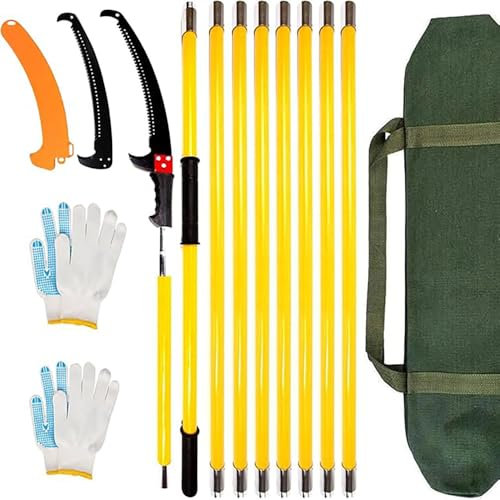 NEWFUN Sega manuale per potatura, altezza regolabile di 8 m, 1 sega per 2 utilizzi, con custodia e due lame, per la potatura di rami e la cura degli alberiRiparazione facile e conveniente di rami alti