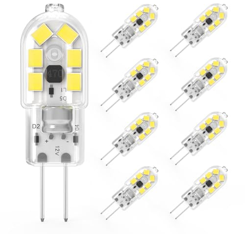 RuLEDne G4 LED Leuchtmittel 2W LED Lampe 180LM 6000K Kaltweiß LED Lampen, AC/DC 12V G4 Mini Birne Glühbirne Entspricht 20W 15W Halogenbulb Nicht Dimmbar Kein Flackern 8er Pack