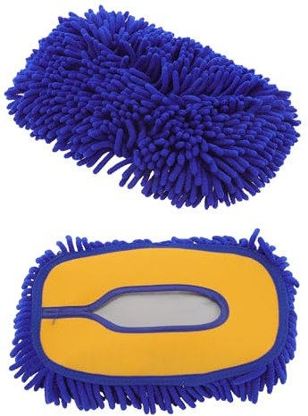 Hihaha Auto-Waschbürste/Äußere Autoreinigungsbürste Kit Auto-Waschmopp Waschbürste für Autos Auto Wohnmobil LKW/Strapazierfähiges Chenille 28x18,2x4,2 cm / 1 Stück Blau Gelb