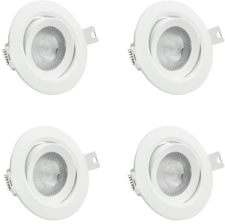 LUXULA 4 Stück schwenkbarer LED Einbaustrahler 7W 718lm, Ø68-72mm, CCT | CCT einstellbar 3000K 4000K 6000K, Einbauleuchte Spot IP44 für Badezimmer und Küche, Ø68-72mm, Deckenstrahler