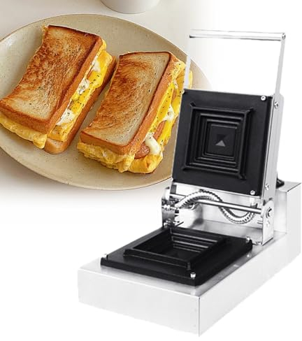 FJYAWEN Sandwichera Eléctrica De Acero Inoxidable De 900w, Bandeja para Sándwich De Doble Cara, Tostadora para Perros Calientes, Resultados Rápidos, Fácil Limpieza,A