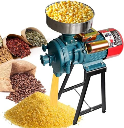 Commercial Electric Feed Mill, Heavy Duty Grain Mills Wet Dry Cereals Grinder with Funnel Electric Grain Mill Grinder Corn Mill for Flour Rice Feed Coffee Pellet in Powder (Size:220V,Color:Green)