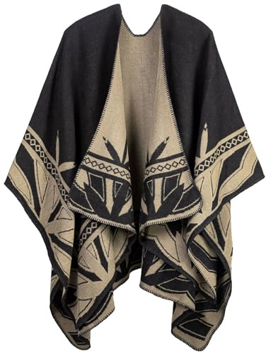 Mrkeung Dam poncho sjal halsduk öppen framsida cardigan tröja över storlek cape tjock varm vinterfilt för kvinnor-100, Flerfärgad-104, one size