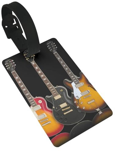 Gepäckanhänger für E-Gitarre, PVC-Gepäckanhänger für Koffer, Gepäcketiketten mit Namensausweis, auffällig, langlebig, Reisezubehör