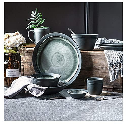 Dinner SetDinner SetPorcelain Dinnerware Sets Plates and Bowls Sets Porcelain Dinnerware Sets, 32 Pieces Retro Ice Glaze Ceramics Dinner Combination Set | Cereals Bowls and Steak Plates Sets