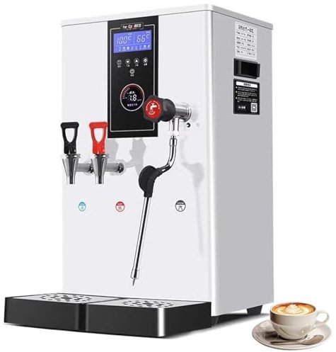 Montalatte Elettrico Professionale a Vapore da 3000 W, scaldalatte Automatico in Acciaio Inox da 20 l, schiumalatte con Acqua Calda e Fredda, Macchina per Montare Il caffè con Frusta White