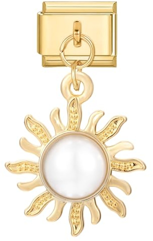 papasgix Italian Charm Bracelet Charms Gold Module für 9mm Charm Bracelets DIY Anhänger Italian Style Charms für Damen Italienisches Charm Armband Zubehör Geschenk Gold Blau