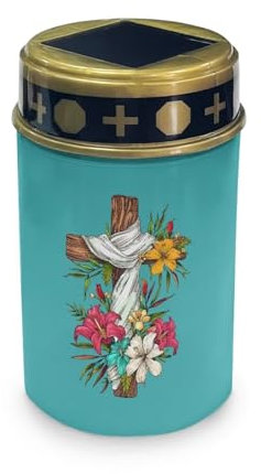 HUGS IDEA Luci solari a forma di giglio a forma di croce, impermeabili, per tombe, angelo, ornamenti da giardino, illuminazione religiosa per esterni per giardini e patio