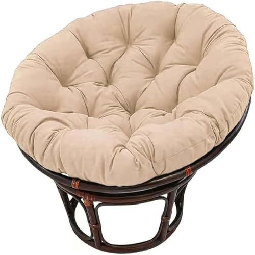 MSNCS Rundes Papasansessel Kissen Sitzkissen Hängesessel Outdoor/Indoor Bodenkissen Kissen für Schwenksessel, Korbsessel Outdoor Gartenmöbel Sitzauflage Auflage(Khaki,110x110cm)
