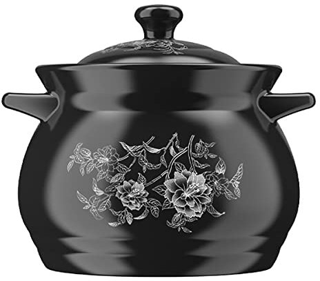 Pentola in ceramica, antiaderente in terracotta con coperchio, casseruola da 5 l per zuppe e stufati