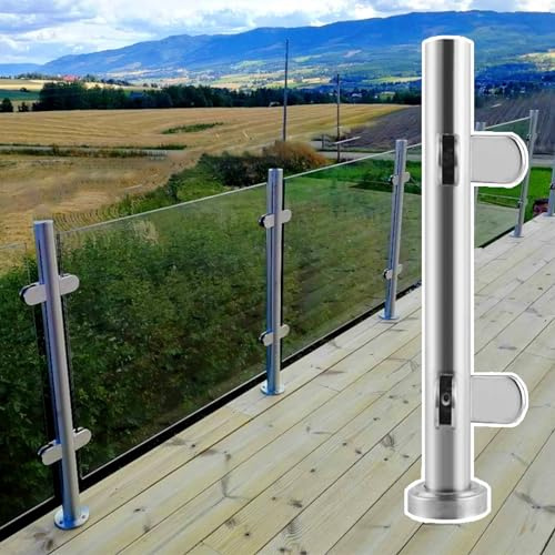 Kit de poteaux de garde-corps en verre d'extérieur – Système de balustrade en verre coupe-vent en acier inoxydable pour terrasses en bois, escaliers intérieurs et couloirs – Solution de sécurité