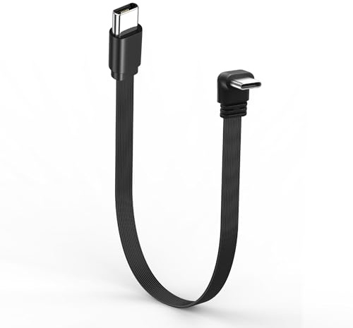 JSADZKJ Cavo USB C a C corto da 0,65 piedi Cavo piatto da 90 gradi da maschio a maschio Type-C Connettore flessibile da 5A Ricarica rapida e sincronizzazione dati per telefono,power bank,laptop