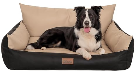 PillowPrim Hundsäng – möbler för djur, kattsäng – hundkorg för små medelstora och stora hundar – hundkudde – hundsoffa – hundsäng – sovplatser – 107 x 80 cm – beige