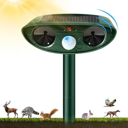 Cat Repellent Deterrent for Gardens UK, Ultrasonic Cat Repellent, Solar Rat Repellent, Ultrasonic Animal Repeller with PIR Sensor for Dog Cat Fox Bird Deterrent