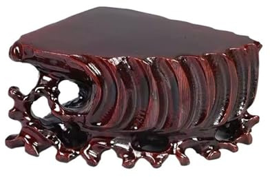 XUJUAN-0227 Bonsai Pedestal Fan-shaped Wood Carving Base Bonsai Vase Fish Tank Display Shelf for Home Decoration(Small)