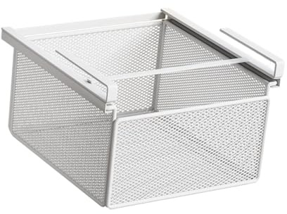 TAIZhiChen Cestino Sotto Il Ripiano, Organizer Sotto L'armadietto, Multiuso, Robusto, Portaoggetti Sospeso, per Camera Da Letto, Cucina, Piano di Lavoro, Bianco, S