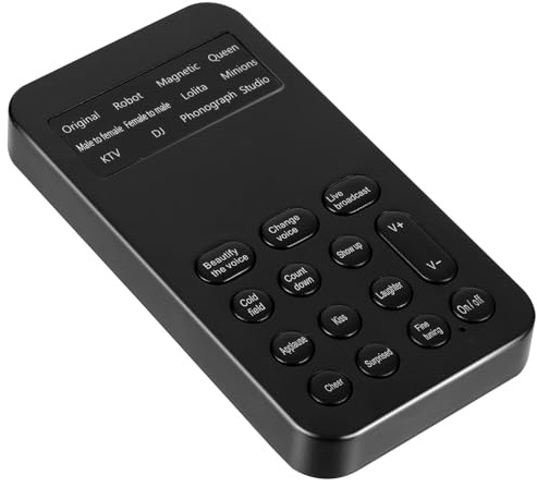 OATIPHO Modificateur de Voix Mini Noir en Abs 8 Effets Sonores, Plug and Play et Réglage Fin, pour Diffusion en Direct et Astuces Vocales