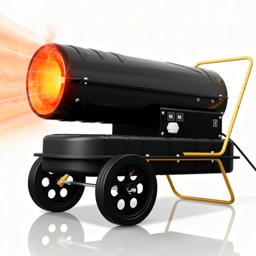 FIVMEN Canon de chauffage diesel 30 kW avec thermostat Chauffage à huile Chauffage souffleur à huile 22 l Débit d'air 720 m³/h Chauffage à huile Chauffage de chantier Canon diesel avec ventilateur