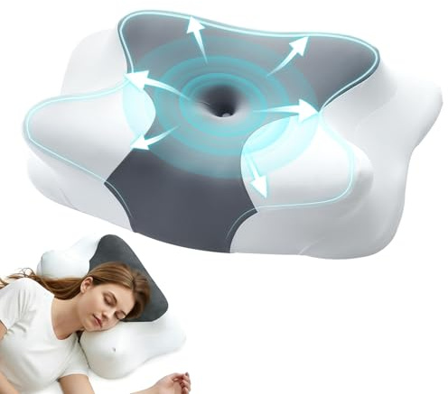 motomoyo Cuscino Cervicale Memory Foam, Supporto Avvolgente, 63x40x10/12 cm