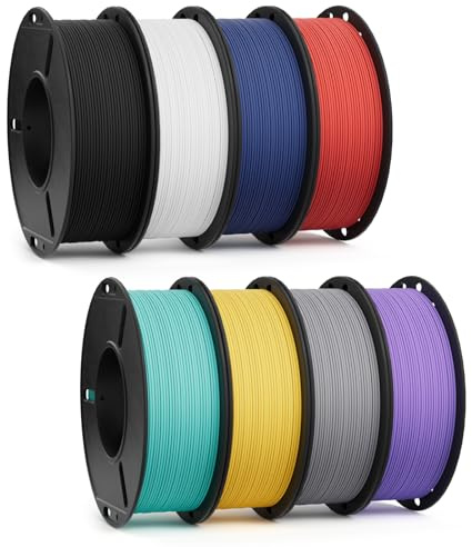 DEEPLEE Filament PLA Mat Multicolore, Bundle de Matte PLA Filament 1.75 mm +/- 0,02 mm, PLA Lot de 8 Couleurs Pack de 250g x 8 Bobines pour Imprimantes 3D FDM