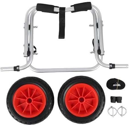 Chariot de chariot de kayak avec pneus solides sans air de 10 pouces, roues pliables universelles pour bateau, chariot de transport de canoë pour flotteurs, canoës de kayak