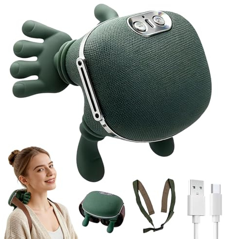 Massagegerät, 4D Nackenmassagegerät mit Wärme, Elektrisches Schulter massagegerät, 3 Massagegrade & 2 Temperaturstufen, Lindert Muskelverspannungen und Ermüdung, für Zuhause, BüRo, Reisen