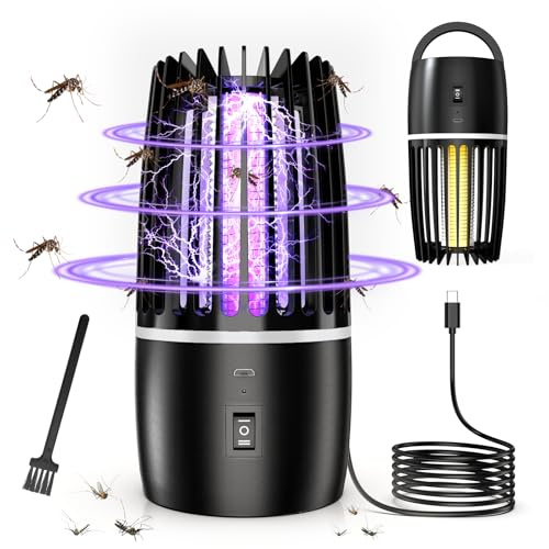 Lámpara Antimosquitos Eléctrico, 4000mAh Recargable Matar Repelente de Insectos Interior Exterior lampara Antimosquitos Anti Mosquitos Control de Plagas para Patio Trasero Camping-2