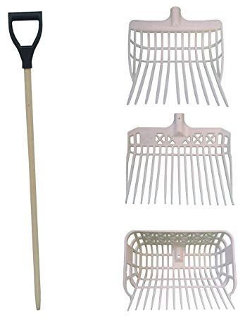 NETPROSHOP Mistgabel aus Stabilem Polycarbonat Extrem Robust in verschiedenen Größen - Aufsatz oder Holzstiel mit D-Griff, Groesse:L
