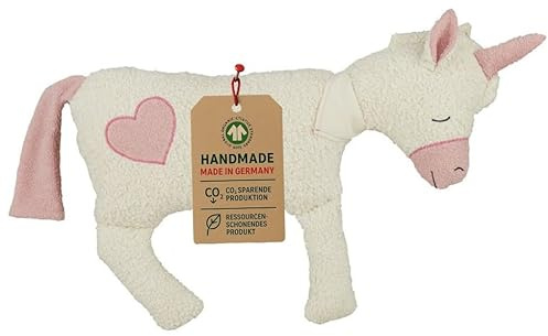 Efie XL Einhorn mit Herz, Bio Spieltier und Kuschelkissen, kontrolliert biologischer Anbau (Organic), Made in Germany, GOTS Zertifiziert