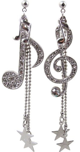 Miniblings Notenschlüssel Note Stern Ohrstecker Violinschlüssel Glitzer | Ohrschmuck, sorgfältig in Berlin gefertigt, ein kleines Detail mit Wirkung