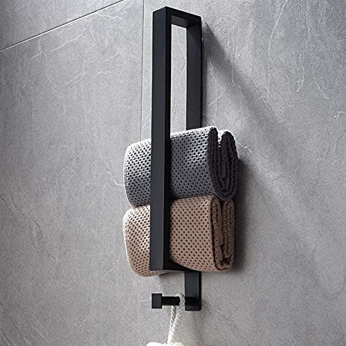 Edelstahl Handtuchhalter, Handtuchstange Ohne Bohren, Gästehandtuchhalter Selbstklebend, Gästehandtücher ​Halter 40cm mit Haken für Badezimme (Color : Black, Size : 40cm)