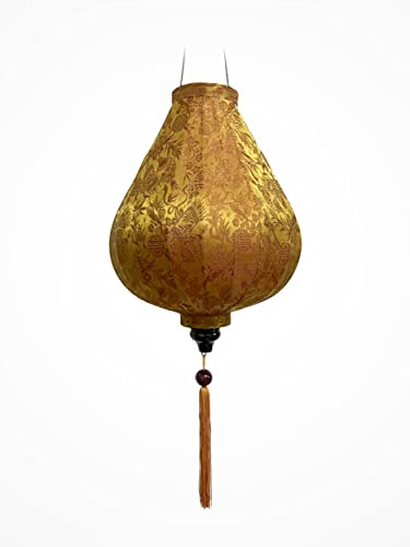 Art Saigon Asiatische Laterne aus Seide, Farbe Rost Gold, G Ø29cm - Traditionelle Hoi An Laterne aus Stoff, Bambus und Holz, Handgemacht - Dekoration und Handwerk aus Vietnam (G20-MA)