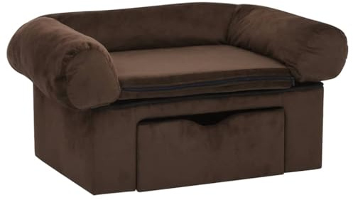 vidaXL Hundesofa mit Schublade Braun 75x50x38cm Plüsch Hundebett Hundecouch
