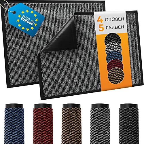 TIMELEOS Fußmatte Schmutzfangmatte mit äußerst starker Schmutz und Feuchtigkeitsaufnahme Eingangstürmatte wasserdicht waschbar strapazierfähiger Schmutzfänger Fußabstreifer (Grau, 90 x 120 cm)