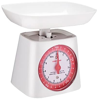 Casa&Casa Mechanical Kitchen Scales, Professional Food Weighing Scale with Classic Analog Display, Weight kg and lb for Meal Prep, Cooking & Baking, Precise Graduation 1g, White
