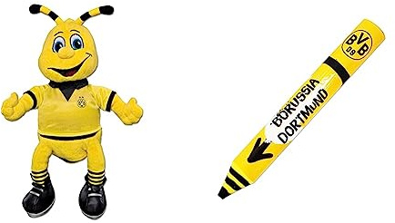 Borussia Dortmund, BVB-Emma Plüschfigur mittel, 02 Gelb, 30cm & BVB-Radiergummi-Stift