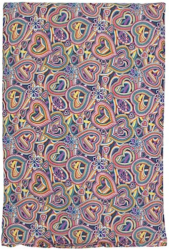 Coussin aux graines de groseilles - 30x20cm - psychédélique coeurs coton bio - Coussin thermique - Coussin chauffant