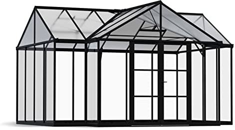 Canopia by Palram Gewächshaus Gross Triomphe 17m² Treibhaus 450x380 cm Aluminium schwarz Tomatenhaus Polycarbonatplatten UV-beständig