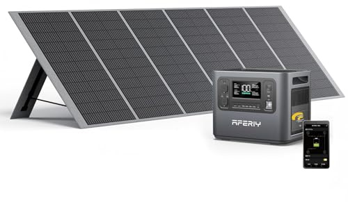 AFERIY Generateur Electrique Portable 2400W avec Panneau Solaire 400W, 2048Wh Batteries LiFePO4, Sorties AC 220V-240V, Panneau Solaire Pliable avec Ports USB, IP65, pour Camping/Maison/Domicile