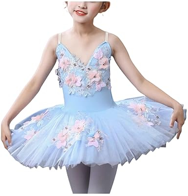 Flickor Professionell Balett Tutu Klänning, Barn Damtallrik Pannkaka Svansjöfest Ballerina Scen Danstävling Kostym,A1,120