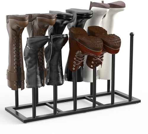 HzTinT Boot Rack, 19.5 Inches Boot Rack Organizer for Tall Boots, Stainless Steel Boot Storage Holder, Free Standing Boot Racks for 6 Pairs Entryway, Closet, Black