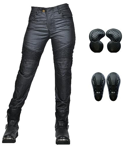HOMDECR Damen Slim Fit Motorrad Jeans Mit Protektoren Knie Und Hüftprotektoren Stretch Slim Fit Denim Motorradhose Cargo Motorradjeans Schutzhose Biker Pants (4XL)