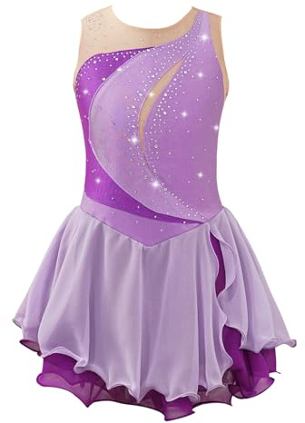 Vestito da Pattinaggio Artistico Bambina Body Danza Classica Lanvanda 7-8 Anni