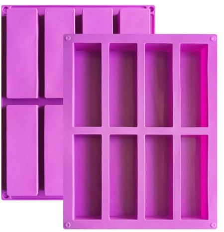Greyoe 2 Stück Müsliriegel Backform 8 Vertiefungen müsliriegel form Antihaft Backform für Schokolade Silikonform für Muffins, Brownies, Maisbrot, Käsekuchen, Pudding, Kuchen und Eiswürfel （Lila）
