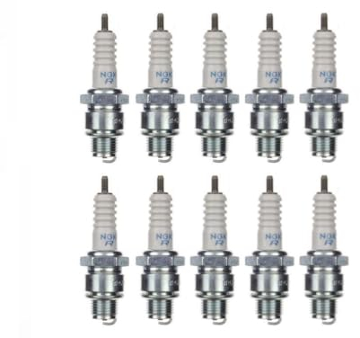 10x Zündkerze BR6HS passend für Yamaha DT 50 MX, FS 1 – Zündkerzen Set 10 Stück entstört 14 mm Gewinde, 12,7 mm Gewindelänge – kompatibel mit WR7AC, W175TR1, QL82C, uvm.