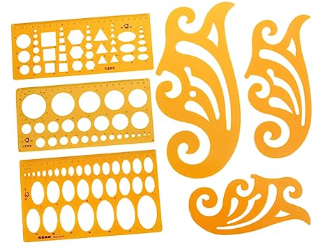 Operitacx 6stücke Konstruktions-schalungslineal Set mit BAU-schalungslineal Innen-schalungslineal und Messwerkzeug-lineal Inklusive Lineal Schablonen und Kurvenlineal für Design