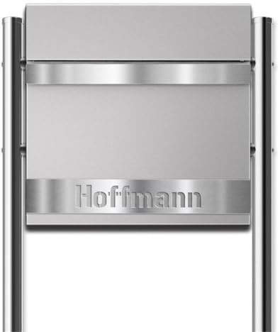 Metzler Standbriefkasten Asta in RAL 9007 Graualuminium - inkl. Zeitungsfach, Edelstahlblende & personalisierbarer Gravur - Design Briefkasten mit Ständer - Größe: 37 x 37 x 10,5 cm, Höhe 120 cm